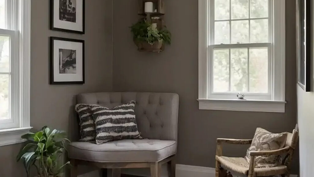 Modern living room with a neutral color palette, featuring a sectional sofa, round coffee table, soft rug, indoor plants, and minimalist wall art, showcasing smart small home interior ideas that maximize comfort and space.